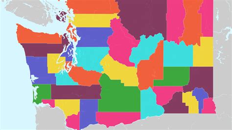 Counties Of Washington Interactive Colorful Map