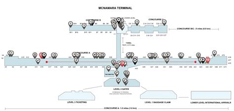 Mcnamara Terminal At Metro Airport Dtw Map