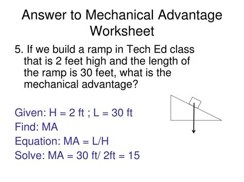 Ppt Answer To Mechanical Advantage Worksheet Powerpoint Presentation