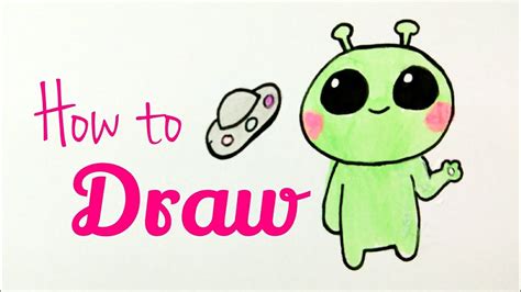 How To Draw Alien Drawing Cute Alien Tutorial Easy For Kids Youtube