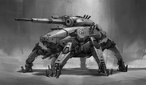 Human Walker Steve Wang Sci Fi Tank Mecha Tanks Robot Concept Art