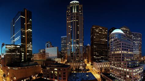 Download Wallpaper 2560x1440 Skyscrapers Night Seattle Widescreen 16