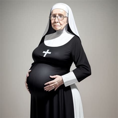 Low Resolution To High Resolution Image Converter Pregnant Elderly Nun With Large Belly