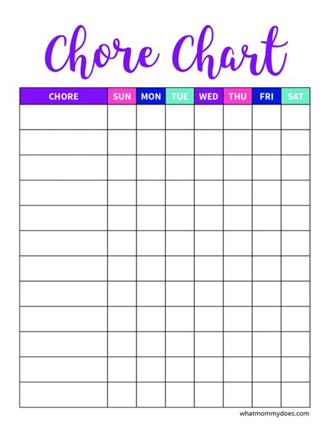 Available in numerous interesting themes, the templates . Free Blank Printable Weekly Chore Chart Template for Kids ...