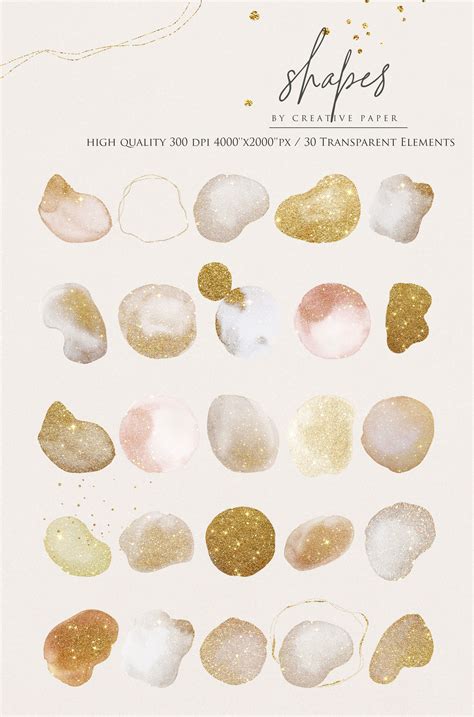 Gold Watercolor Shapes Png Textures Design Cuts