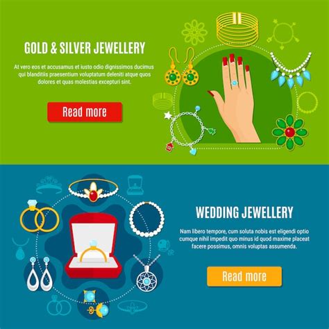 Gold And Silver Jewelry Banners Free Vector