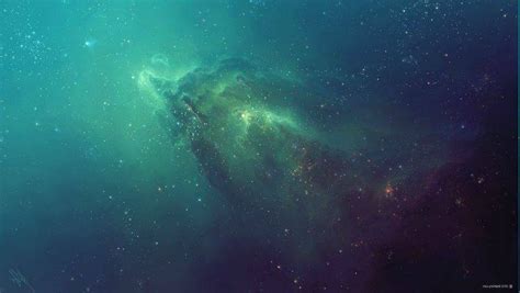 Green Space Artwork Tylercreatesworlds Nebula Wallpapers Hd