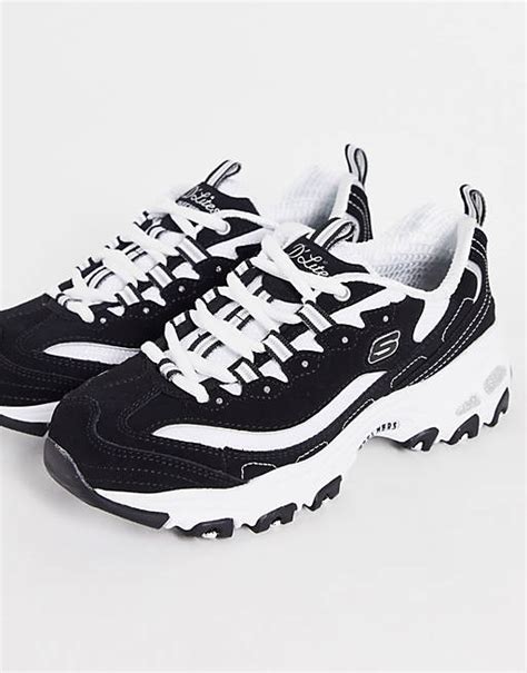 Skechers Dlites Biggest Fan Chunky Sneakers In Black Asos