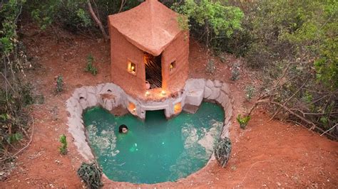 How To Build Technical Mud House Underground On The Swimming Pool In