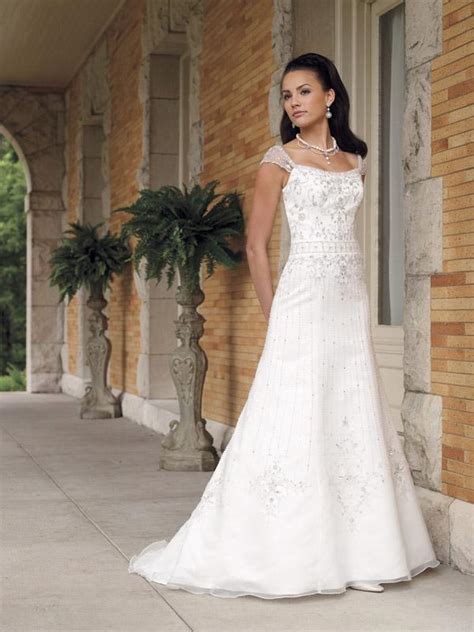 And while you may consider a dress that covers up. Bateau Beaded A-line Organza Wedding Dress Cap Sleeves ...