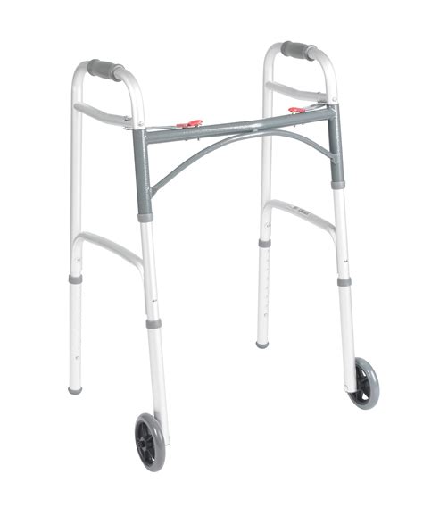 Drive Medical Deluxe Folding Walker Two Button With 5 Wheels Go