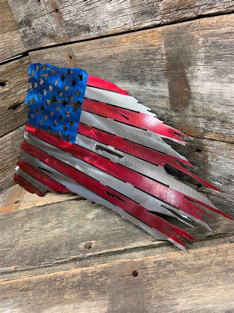Tattered American Flag Ripped Flag American Usa Metal Etsy Metal