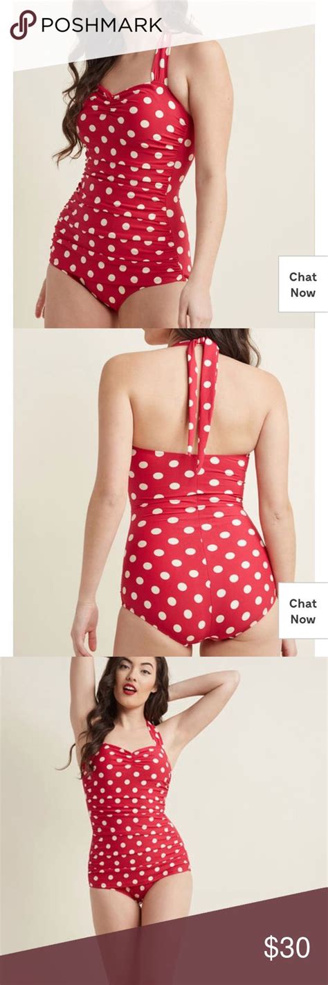 ModCloth Red Polka Dot One Piece Swimsuit Retro One Piece Swimsuits