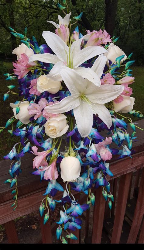 Blue orchid bouquet wedding bouquet in abbotsford bc buckets. cascading bouquet of fresh blue purple ( blue galaxy ...