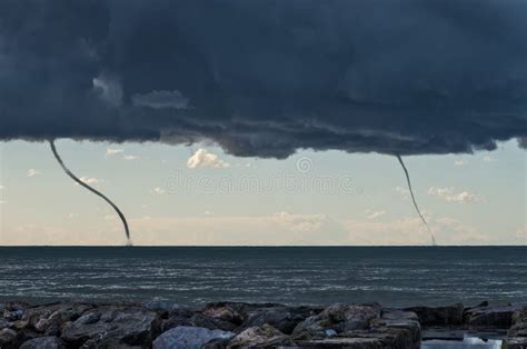 Tornados Over The Mediterranean Sea Stock Photo Image Of