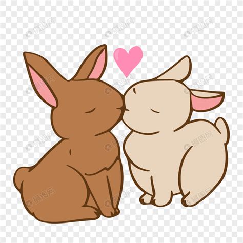 Hand Painted Cute Little Rabbits Lovely Kiss Png Picture And Clipart