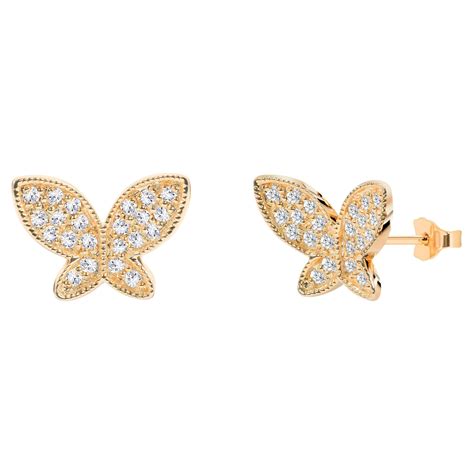 Ct Diamond Butterfly Stud Earrings In K Gold For Sale At Stdibs