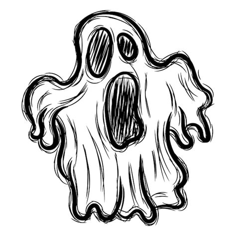 Premium Vector Halloween Hand Drawn Scary Ghost Doodle Black Sketch
