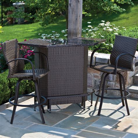 A patio bar set can be your favorite relaxing spot either indoors or outdoors. Vento Mezzo Outdoor Bar Set - Patio Furniture by Alfresco ...