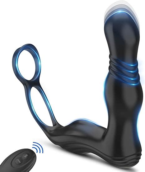 3 In 1 Anal Toy Prostate Massager Vibrator With Dual Penis Ring 3 Thrusting Speeds And 10