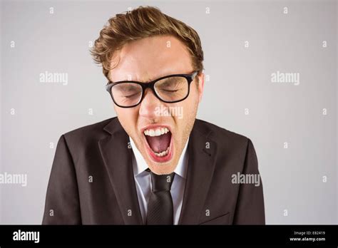 Young Angry Businessman Shouting At Camera Stock Photo Alamy