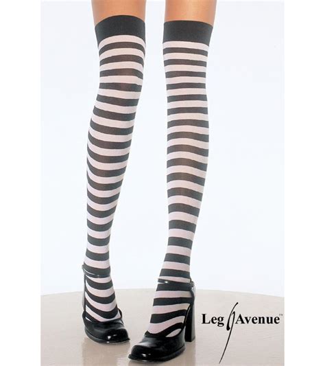 Leg Avenue Opaque Striped Thigh Highs