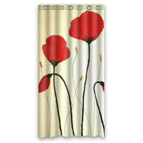 Zkgk Poppy Flowers Waterproof Shower Curtain Bathroom Decor Sets With