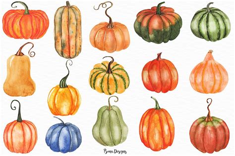 Watercolor Pumpkin Clipart Set Transparentbackgroundfilesinvidual