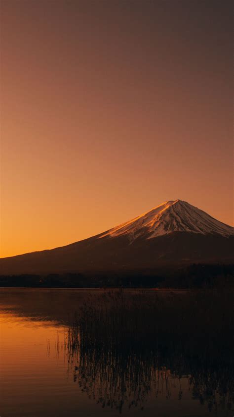 Download 1080x1920 wallpaper lake kawaguchi, mount fuji, mountain ...