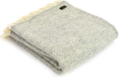 Tweedmill Textiles 100 Pure New Wool Fishbone Throw Duck Egg