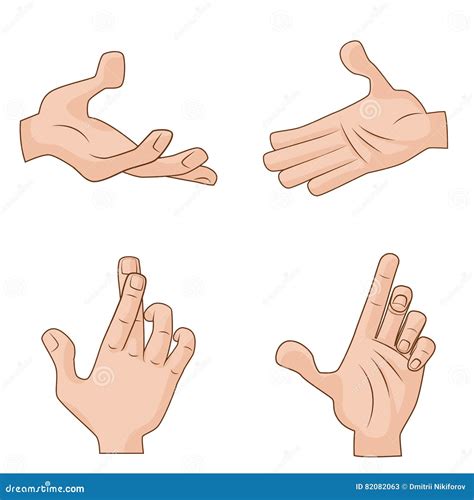 Set Of Vector Cartoon Hands Icons For Illustration Concepts Stock