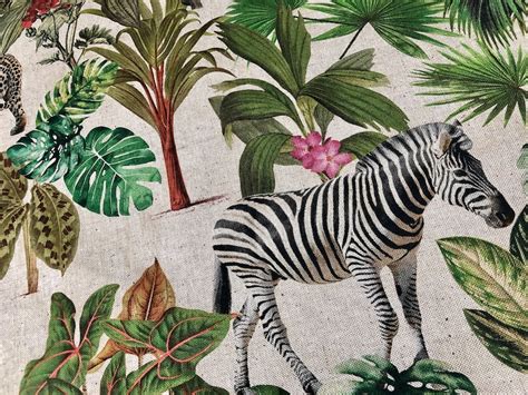 Safari Zoo African Animal Digital Print Fabric Tropical Jungle Etsy