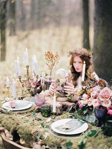 Woodland Wedding Table Setting Ideas Enchanted Forest Fairytale