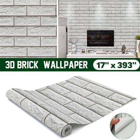 33ft 3d Brick Peel Wallpaper Self Adhesive Roll Stone Textured Sticker