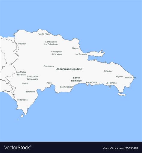 Detailed Map Dominican Republic Royalty Free Vector Image