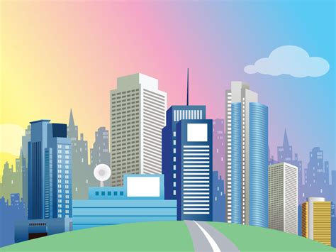 Modern Cartoon City City Cartoon Cartoon Building City Vector