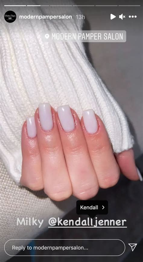 kendall jenner s milky white manicure is the prettiest neutral nail look for winter neutral