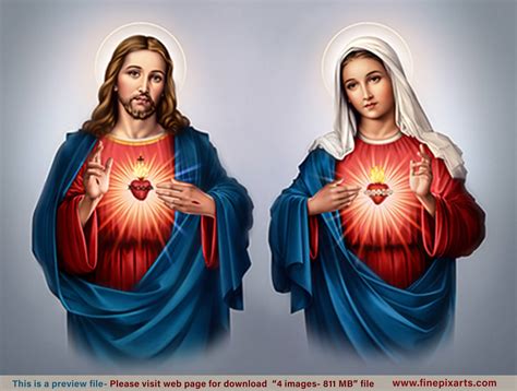 Sacred Heart Of Jesus Christ And Immaculate Heart Of Marysilver 203 Mb