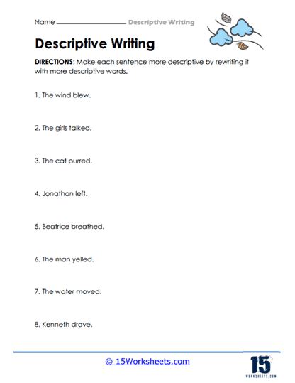 Descriptive Writing Worksheets 15 Worksheets