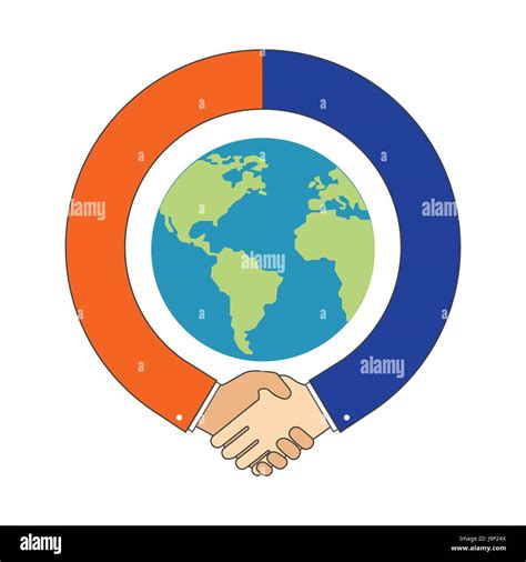 handshake around globe international partnership symbol vector stock vector art and illustration