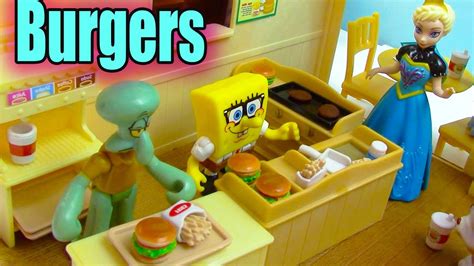 Calico Critters Burger Fries Cafe Playset Queen Elsa Frozen Spongebob