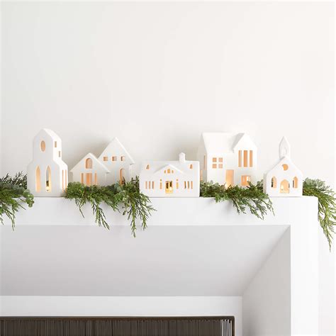 White Ceramic Christmas Houses Set Of 5 Reviews Crate And Barrel