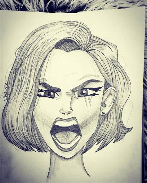 Angry Girl Sketch Anger Art Drawings Girl Face Drawing