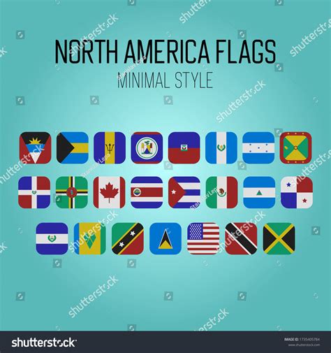 Minimalistic Images Flags North America Countries Stock Vector Royalty