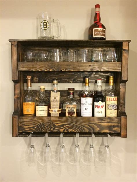 Wood Wine Andor Liquor Shelf Rack Pallet Wood Rustic Reclaimed