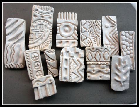 Bisque Patterned Stamps Qty 12 For Pottery Polymer Pmc Etsy Handmade Ceramics Clay Stamps