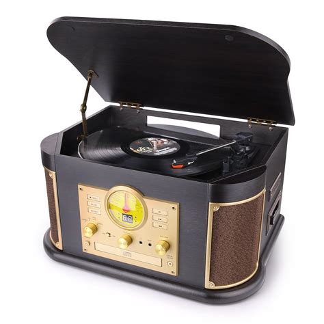 Dandl Vintage Record Player Wooden Turntable 7 In 1 Bluetooth