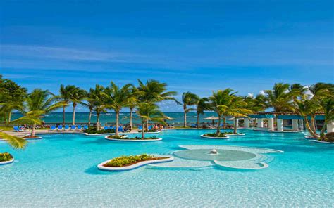 caribbean tropical beaches resorts palm trees trees blue ocean sandy beaches pure blue sky
