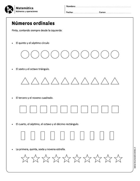 Números Ordinales Color The Scoops Spanish Worksheet