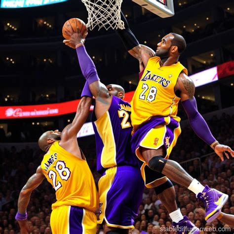Lebron James Dunking Over Kobe Bryant Stable Diffusion Online